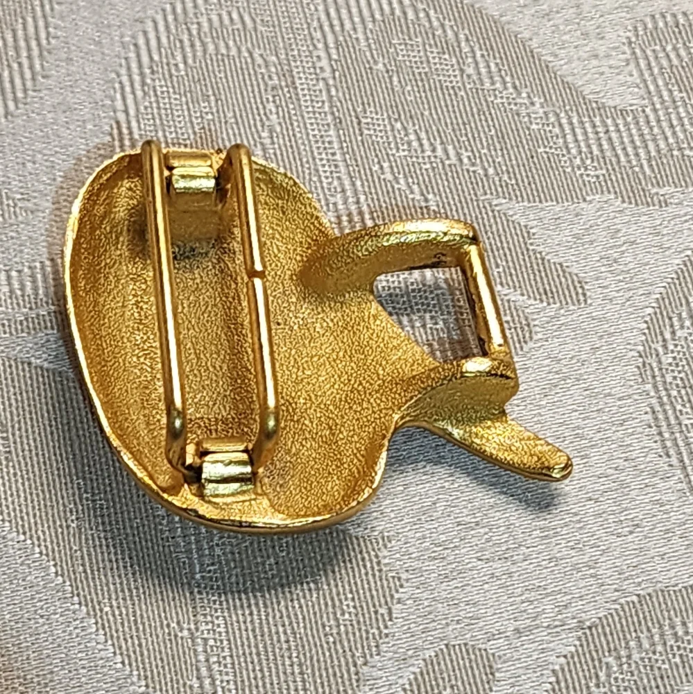 VINTAGE 1980s Sculptural GOLD PLATED Belt BUCKLE Bold Abstract Statement Piece